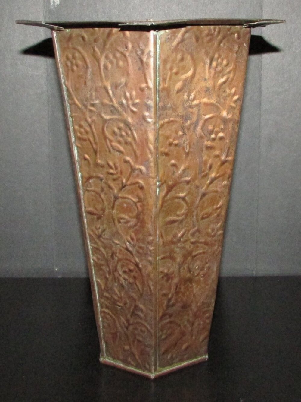 Hammered Copper Design Tall Vase